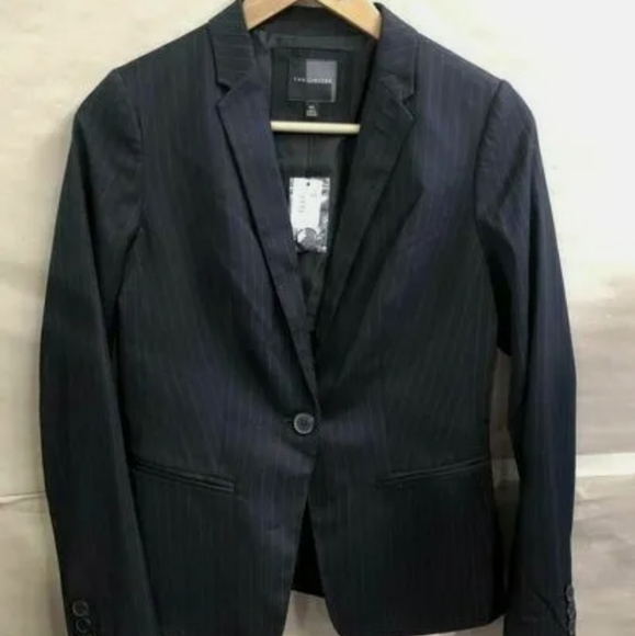 The Limited Jackets & Blazers - The Limited Pinstripe Charcoal Black Size XS Blazer NWT